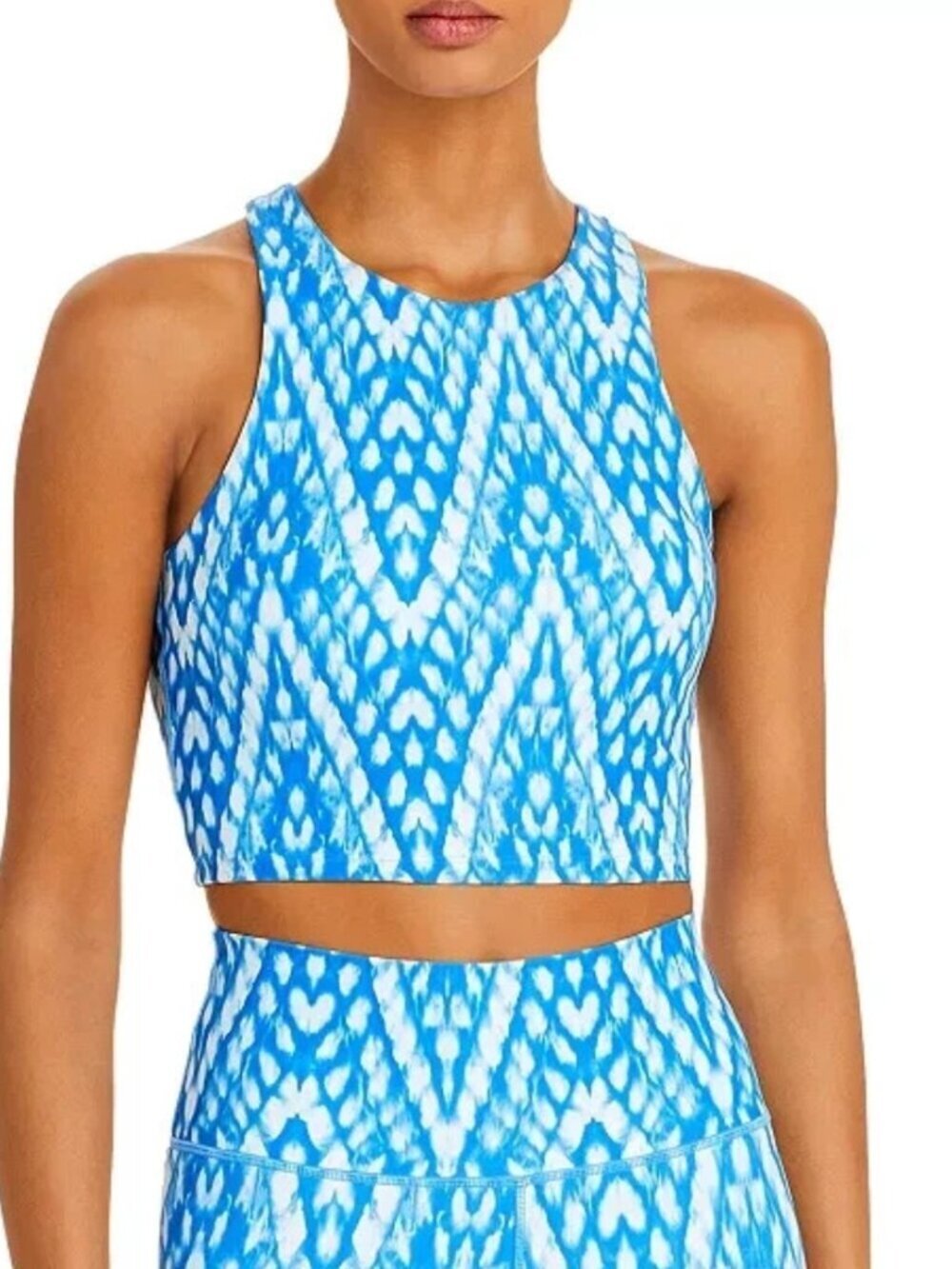 AQUA Women's Cobra Athletic Longline Diamond Print Sports Bra Yoga Size M NWT